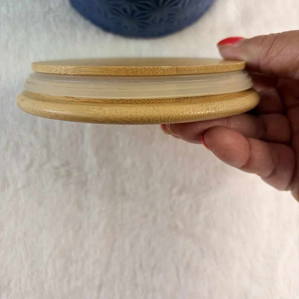 Cobalt Blue Ceramic Kitchen Canister Bamboo Lid 5